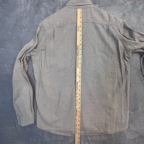 National Outfitters Men's L Gray Herringbone Button Up Flannel Shirt Cotton - Picture 6 of 7